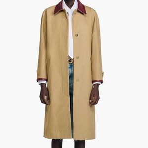 Sandro Tan Trench Coat with leather collar